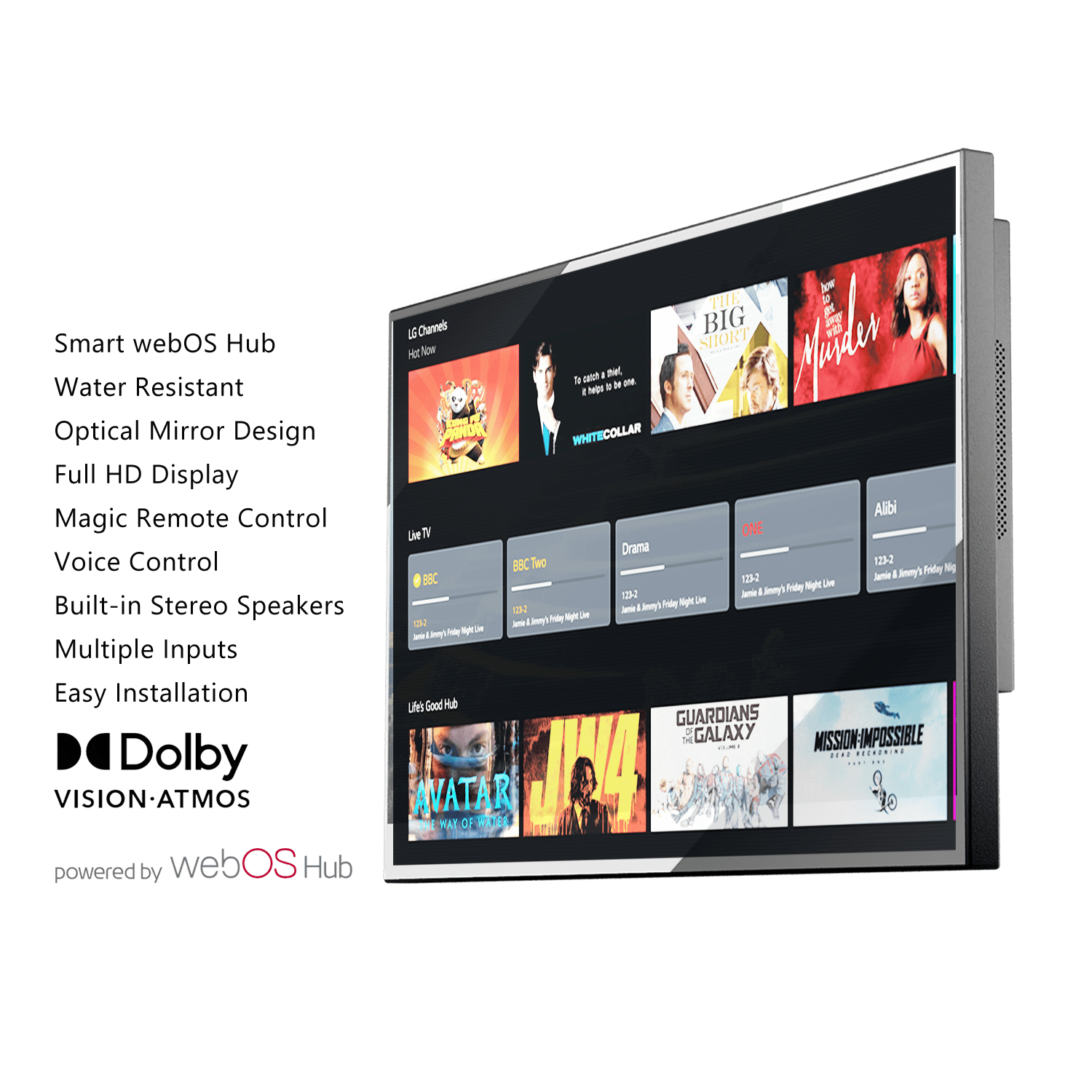 Soulaca 27″ Waterproof Smart Mirror TV – webOS & Voice Control, Built-in Tunner, FHD-Soulaca