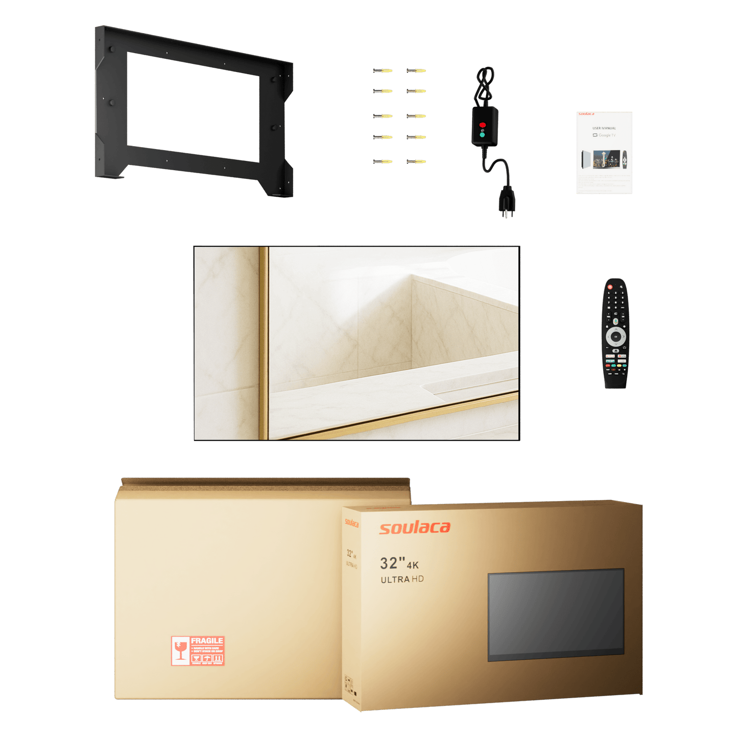 Soulaca 32-inch Waterproof Smart Mirror TV - The Ultimate 4K Licensed Google TV, Buit-in Tuner