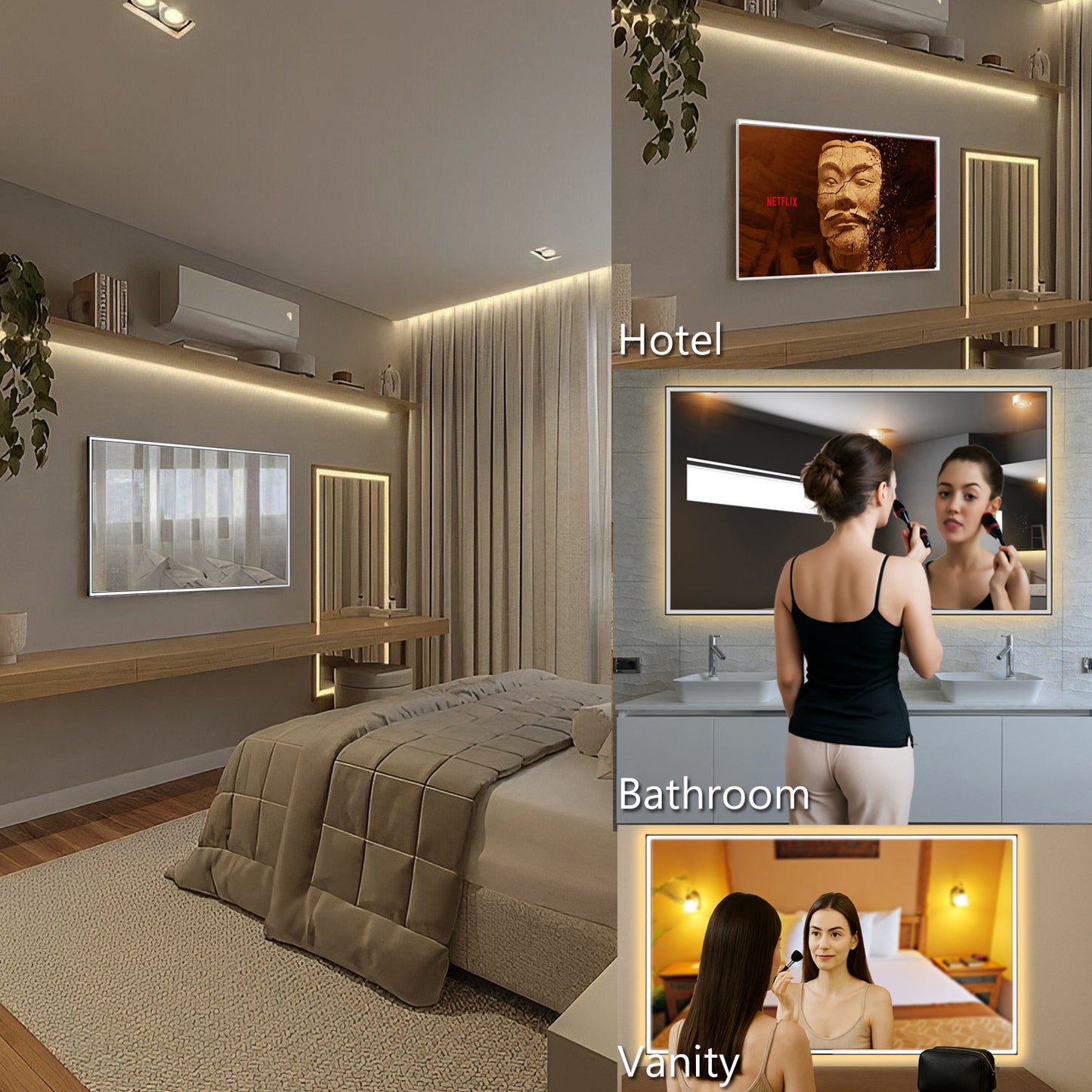 Soulaca 43 inch webOS Mirror TV with LED Light 4K UHD Built-in Apps for Spa Makeup Station-Soulaca