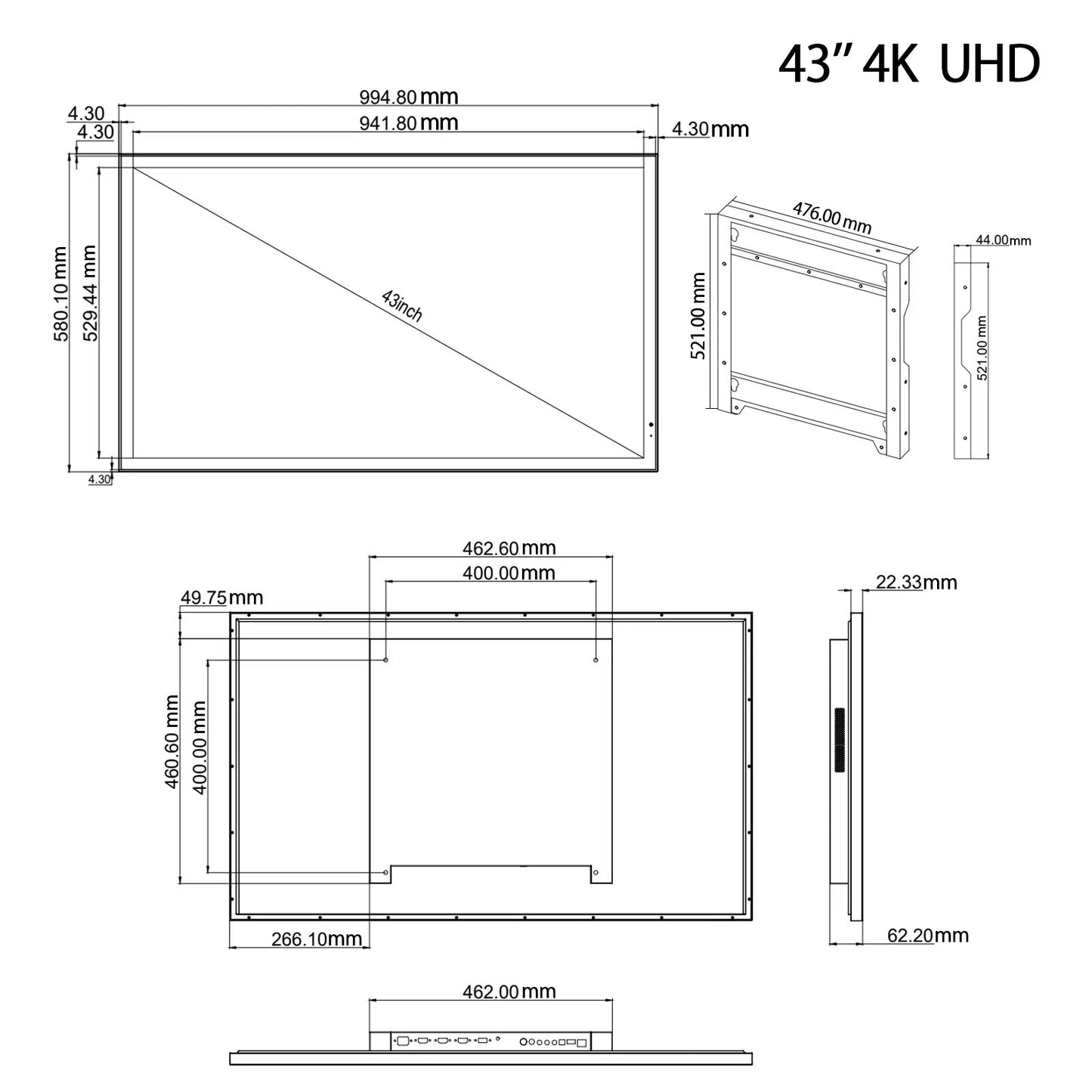 Soulaca 43 inches Touchscreen 4K LED Mirror Smart TV P65 Waterproof WiFi Bluetooth SPA Hotel Advertising-Soulaca