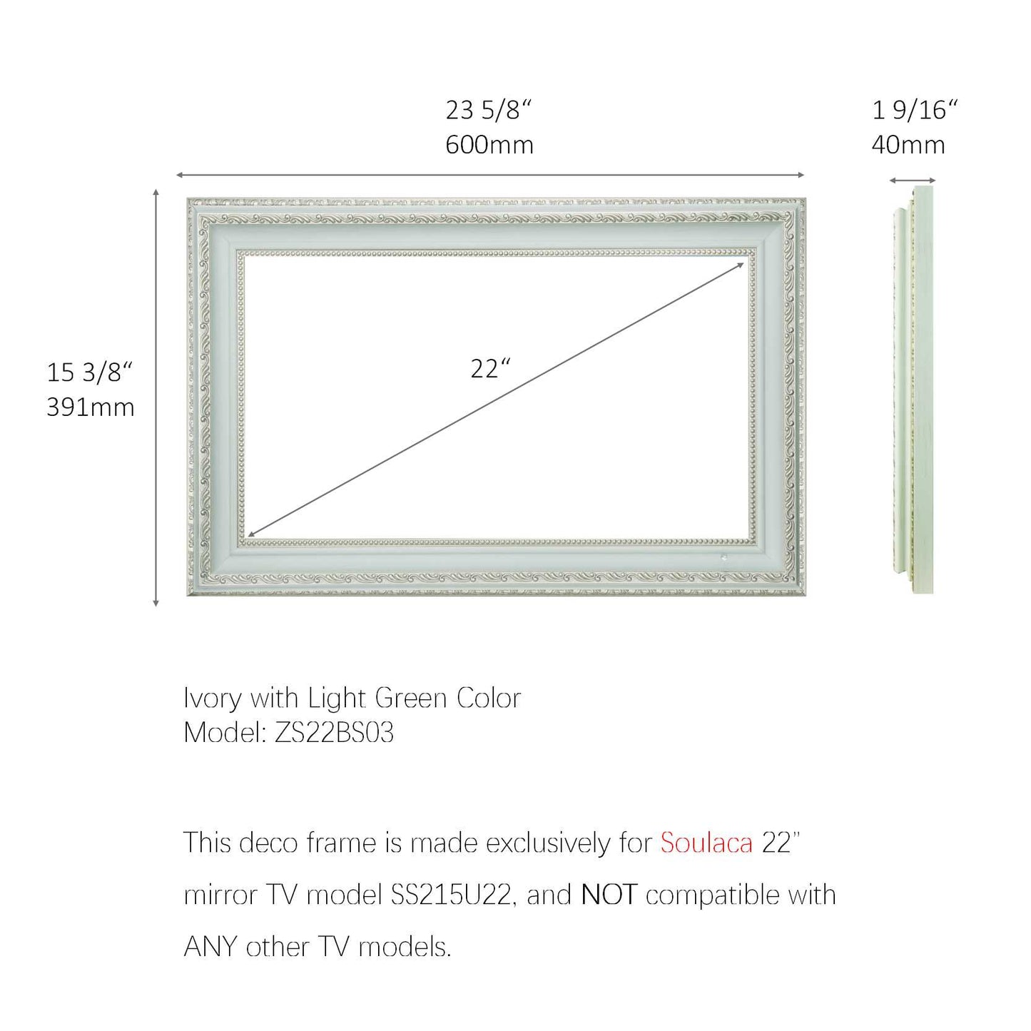 Soulaca 22 inch Waterproof Smart Mirror TV with webOS & Voice Control for Bathroom, Spa, Hotel, Kitchen-Soulaca