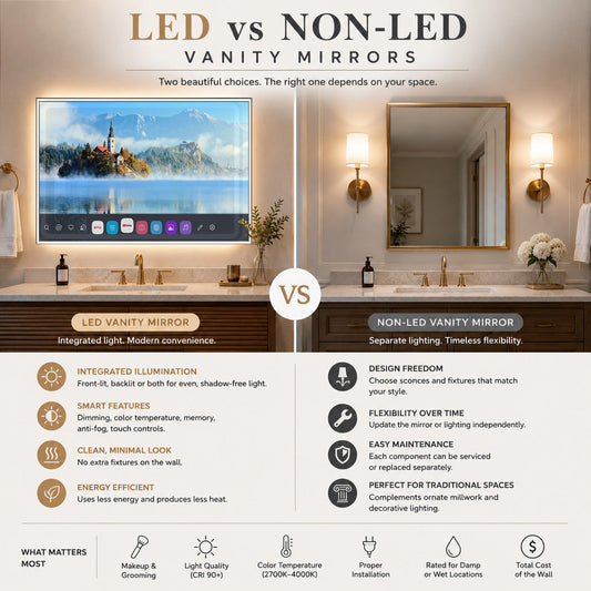 LED Versus Non LED Vanity Mirrors Compared
