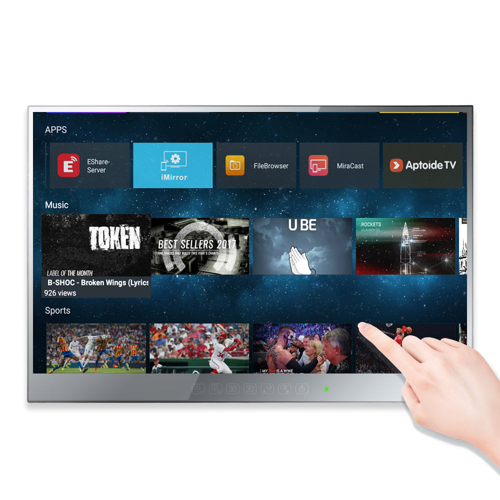 Soulaca 22 inch Touchscreen Bathroom Mirror Smart TV Waterproof with WiFi for SPA Shower Hotel-Soulaca