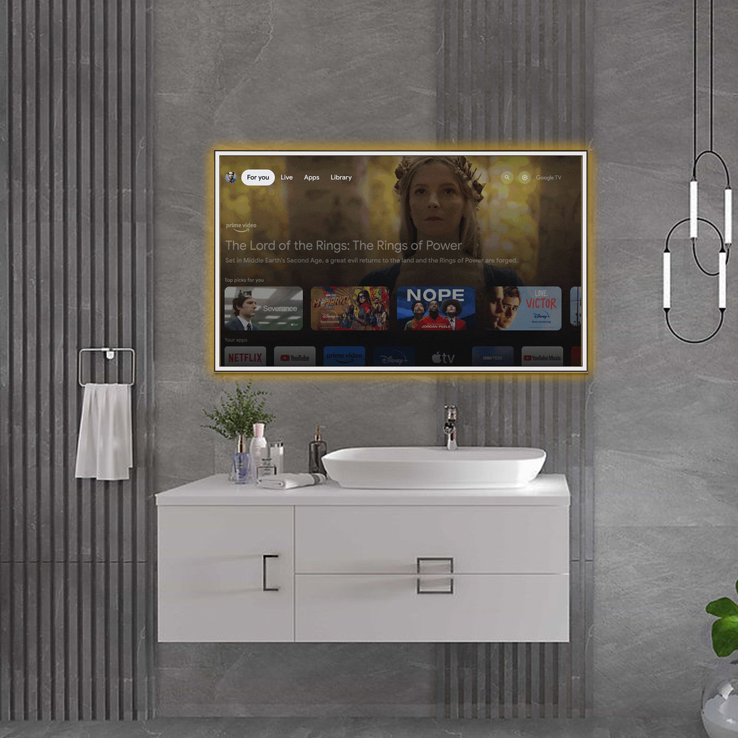 43-inch 4K UHD Makeup Mirror TV, Licensed Google TV with Hey Google Voice Remote, Built-in Tunner, Water Resistant-Soulaca