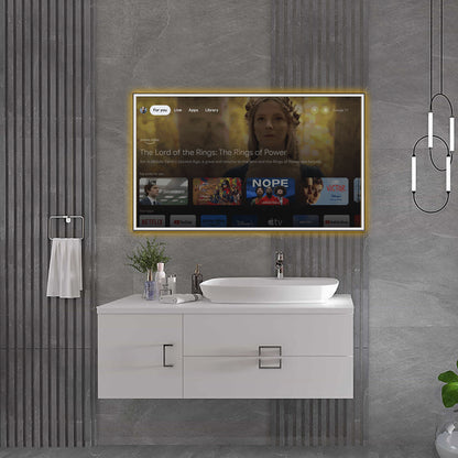 43-inch 4K UHD Makeup Mirror TV, Licensed Google TV with Hey Google Voice Remote, Built-in Tunner, Water Resistant-Soulaca