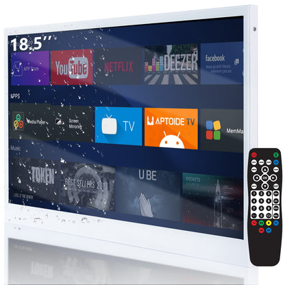 Soulaca 18.5 inches Smart White Waterproof Small Mini Waterproof TV with WiFi Bluetooth LED Television-Soulaca