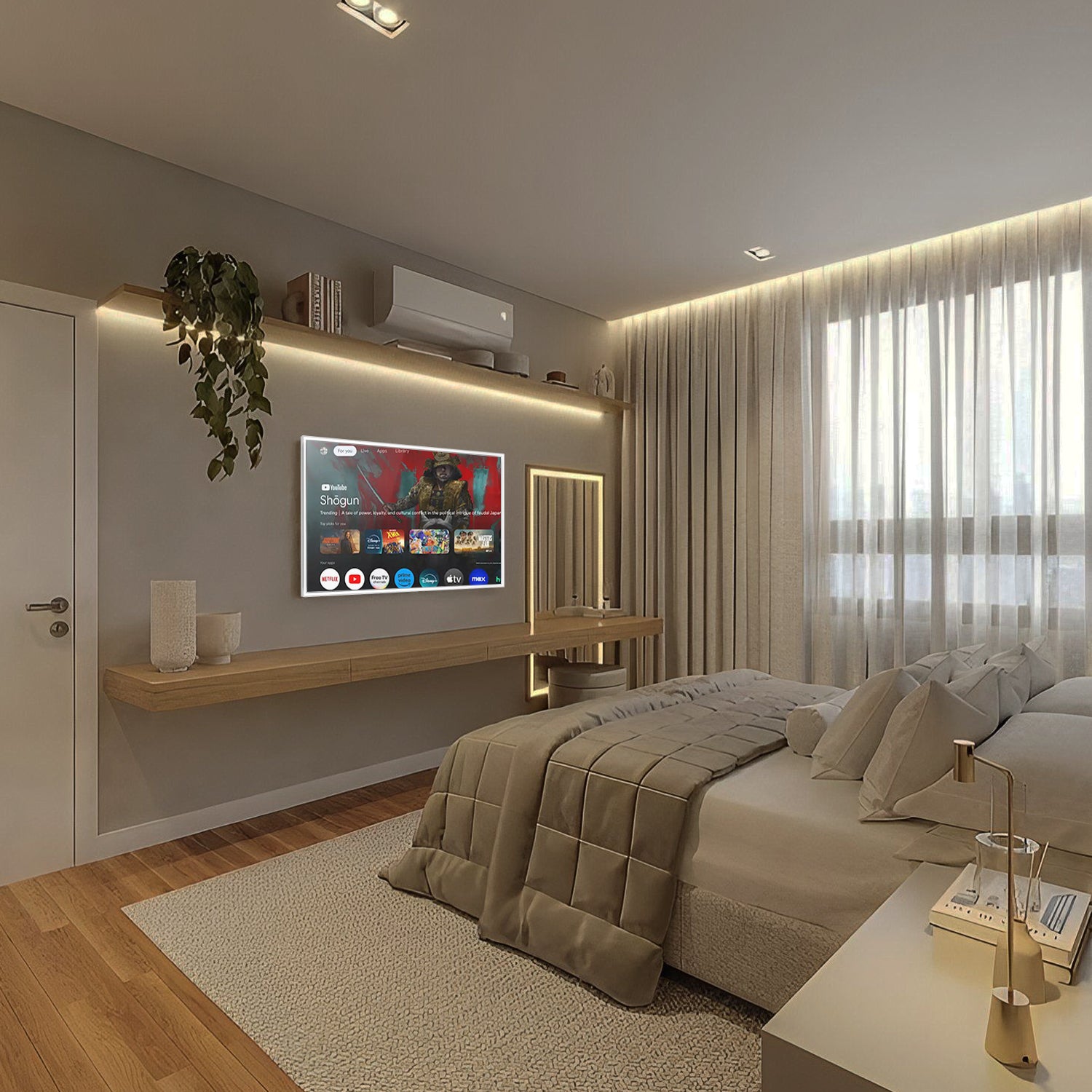 Soualca 43 inches Smart Mirror TV with LED Lights Google System 4K UHD Display DTV Voice Control-Soulaca
