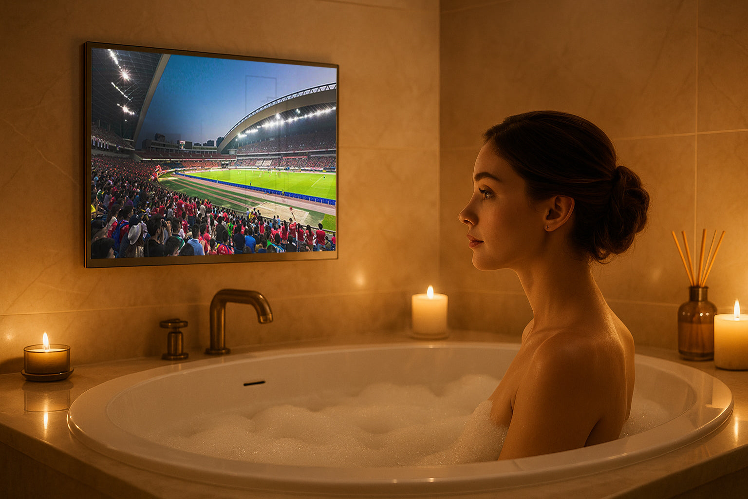 Soulaca 32 inches Mirror TV webOS Voice Control DTV System Waterproof Bathroom 4K Television Hotel-Soulaca