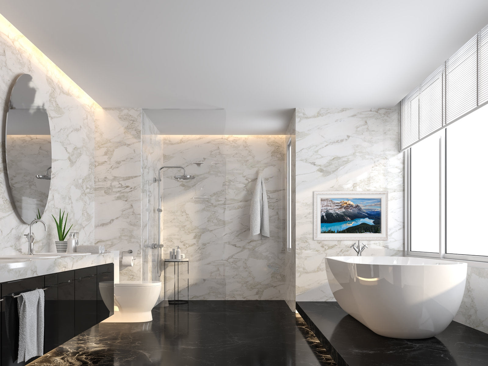 Soulaca 27 inch Smart webOS Mirror Framed TV for Bathroom Waterproof Shower Television with Ivory White Color Decorative Frame-Soulaca