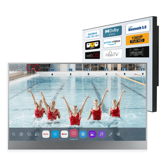 Soulaca 22 inch webOS Smart Mirror TV for Bathroom Waterproof Shower Television Netflix Prime Video Compatible