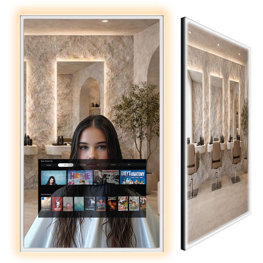 Soulaca 24" x 40" Smart Mirror TV with 22" webOS Display, LED Lighted Salon Mirror for Barber Shops & Beauty Studios, Voice Control