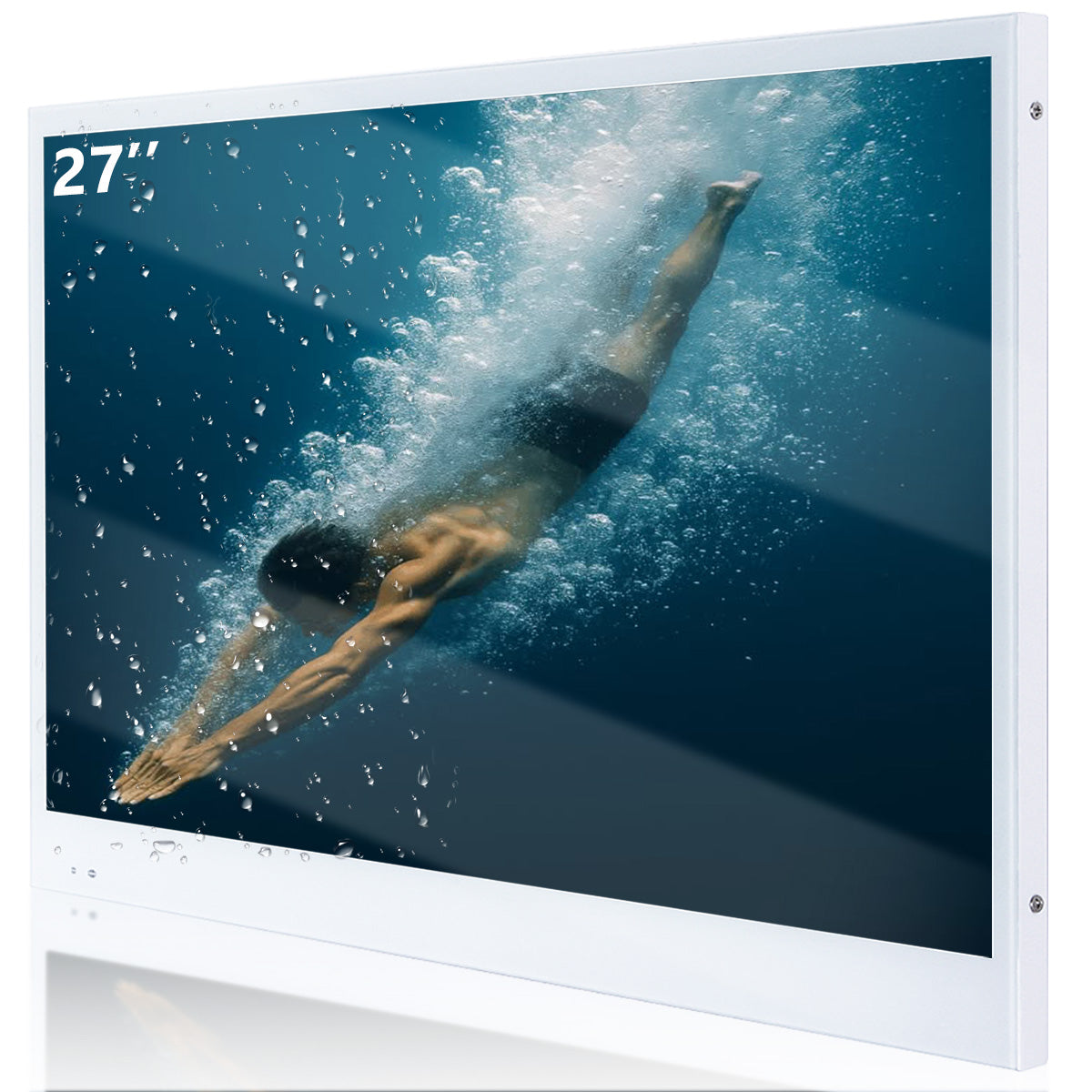 Soulaca 27 Inch White Smart Mirror TV | Waterproof Bathroom, Spa & Hotel TV with Android & DVB/ATSC Tuner-Soulaca