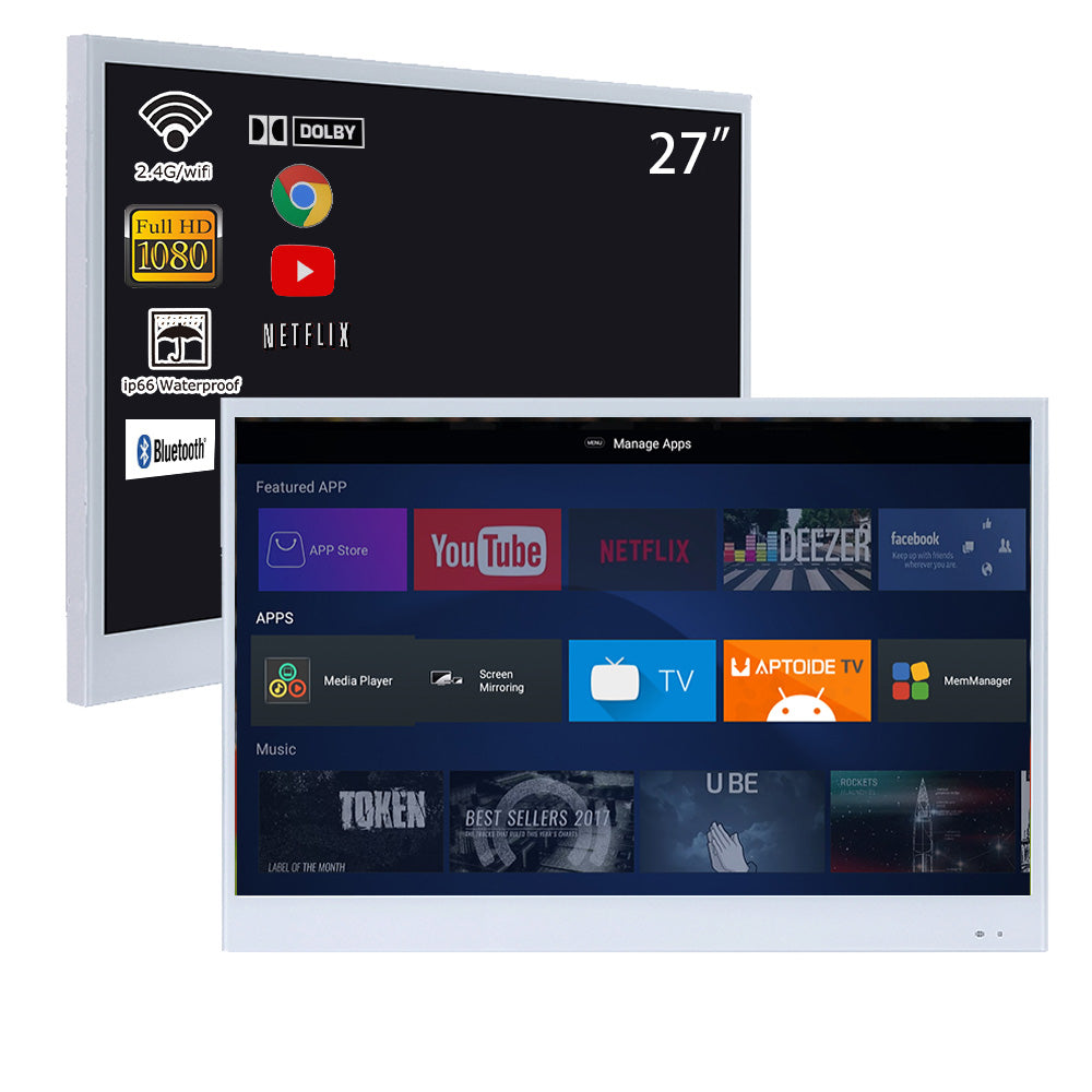 Soulaca 27 inch LCD Android Smart Vanishing Mirror LED TV Bathroom Monitor WiFi DVB ATSC DTV-Soulaca