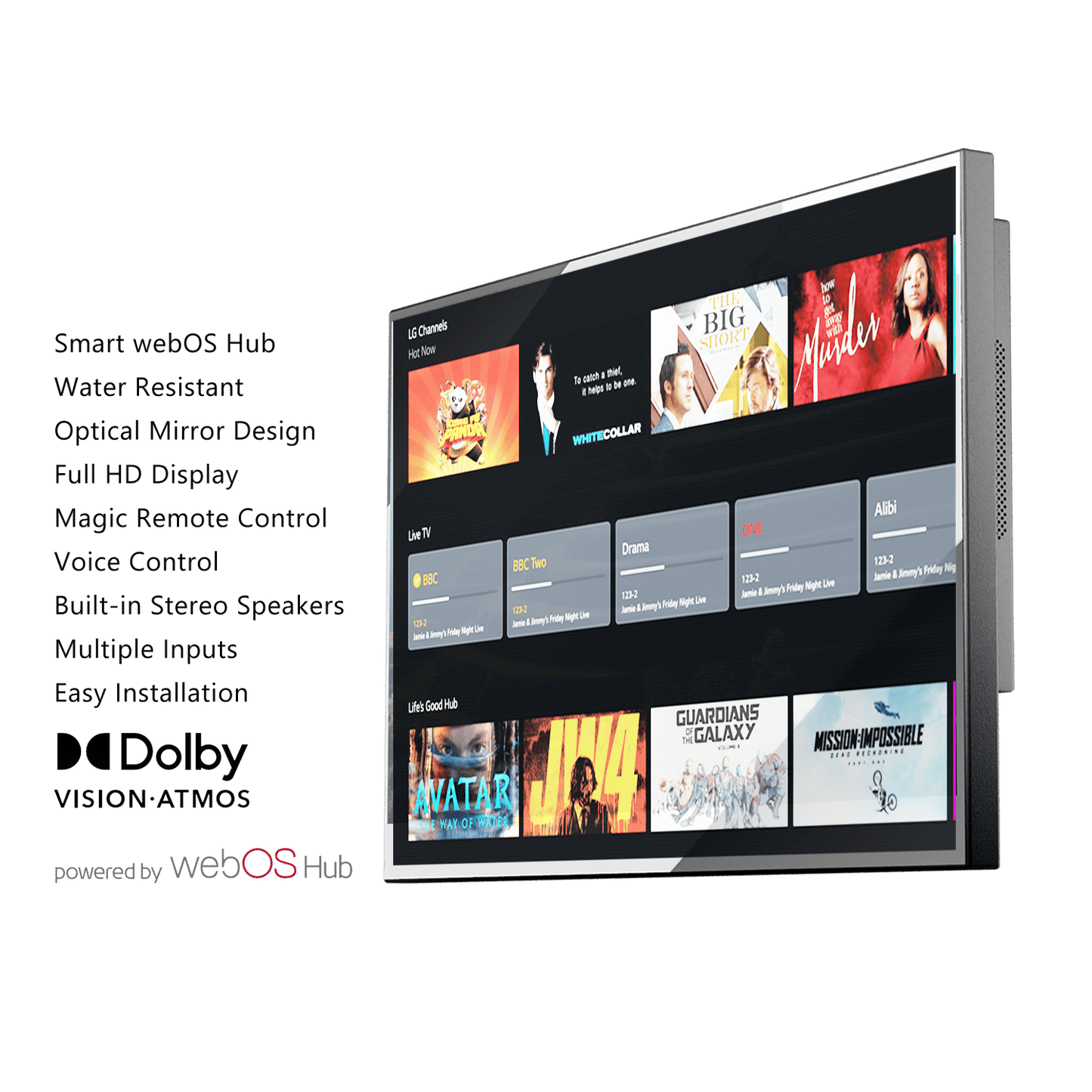 Soulaca 27″ Waterproof Smart Mirror TV – webOS & Voice Control, Built-in Tunner, FHD