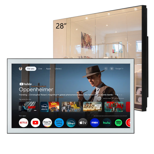 Soulaca 28 inch Google Smart Mirror LED TV for Bathroom Waterproof 4K Television Shower Use-Soulaca