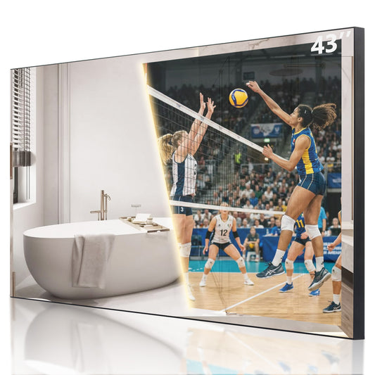 Soulaca 43 inches 4K Smart Mirror Google TV Voice Control Waterproof IP65 Bathroom/Spa/Indoor/Kitchen