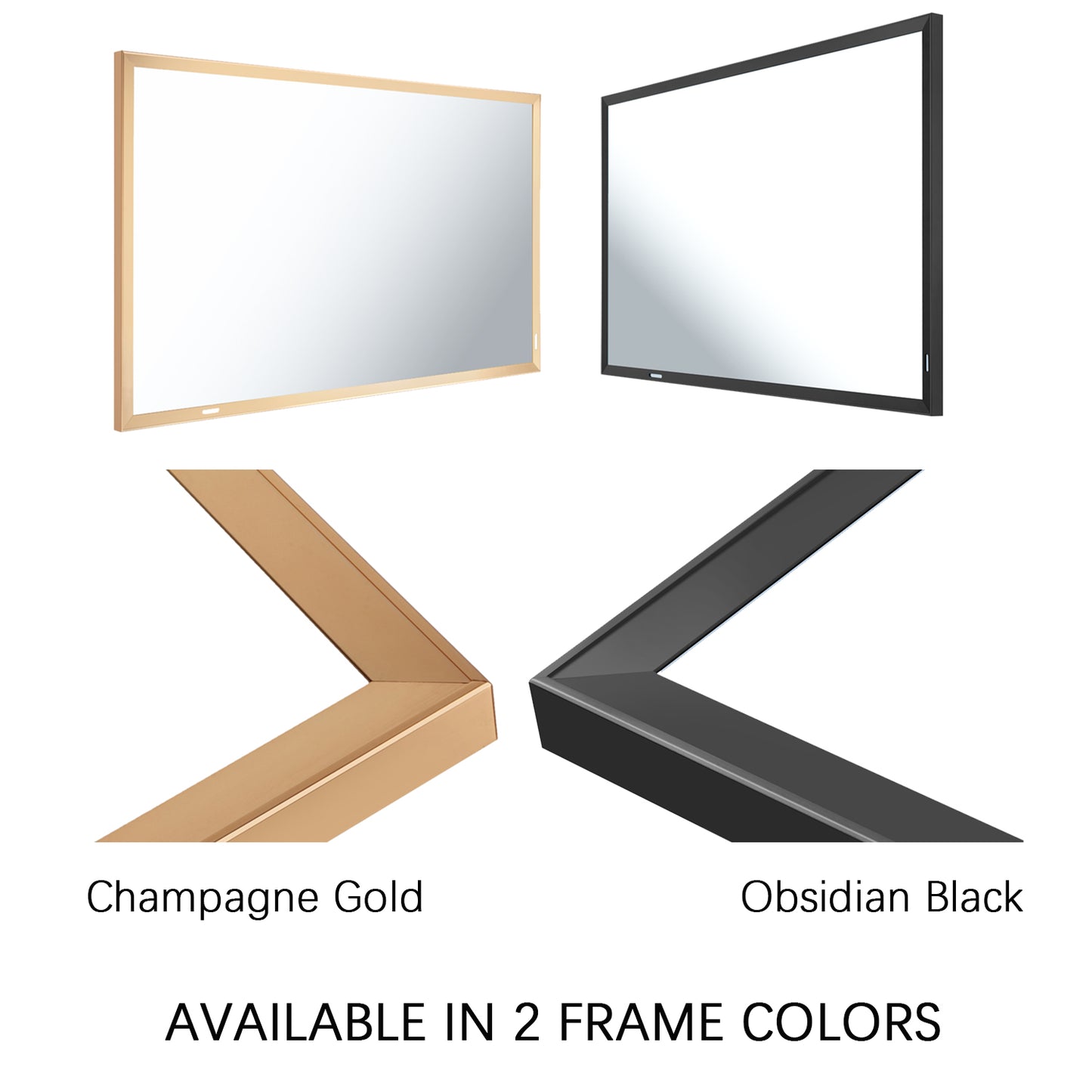 Soulaca 43-inch 4K Art Frame Mirror TV with Google TV – Obsidian Black Frame for Luxury Fireplace, Bathroom, Hotel, and Smart Gallery Decoration | Waterproof