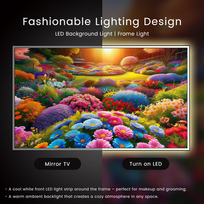 Soualca 43 inches Smart Mirror TV with LED Lights Google System 4K UHD Display DTV Voice Control-Soulaca