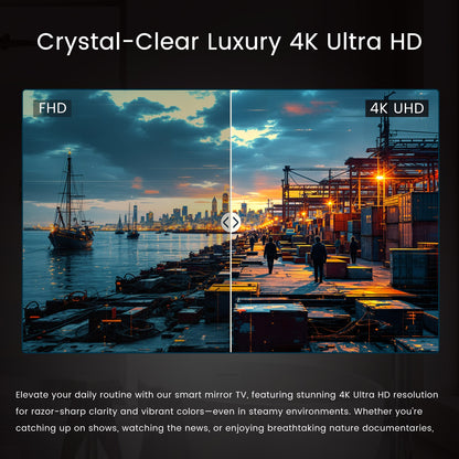 43-inch 4K UHD Makeup Mirror TV, Licensed Google TV with Hey Google Voice Remote, Built-in Tunner, Water Resistant