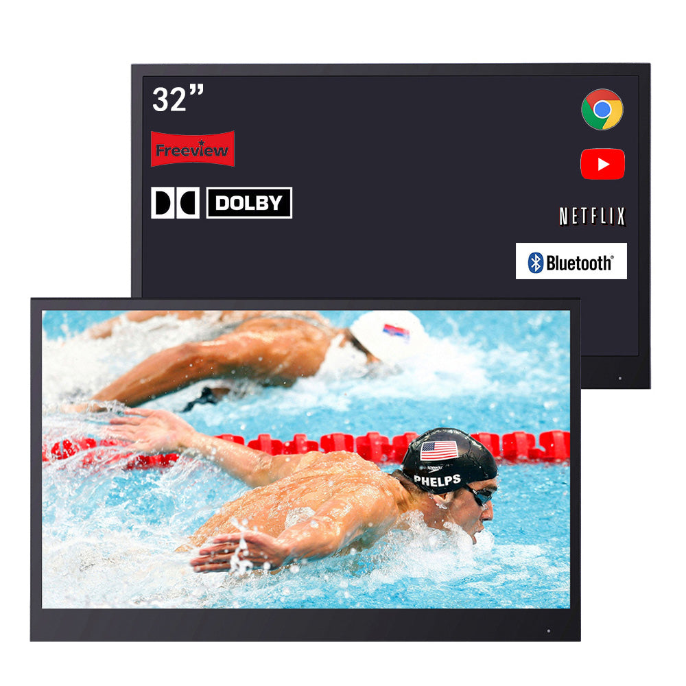 Soulaca 32 inches Smart Black Color TV for Bathroom Hotel Advertising LED Television Waterproof-Soulaca