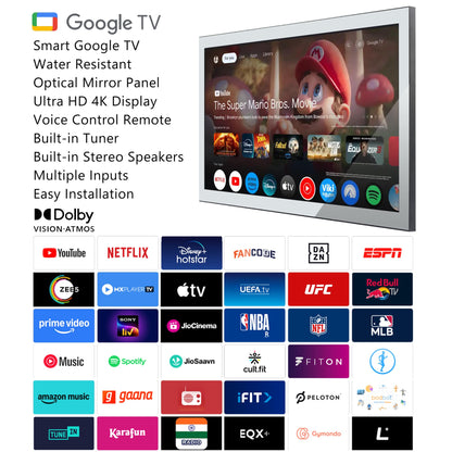 Soulaca 32-inch Waterproof Smart Mirror TV - The Ultimate 4K Licensed Google TV, Buit-in Tuner