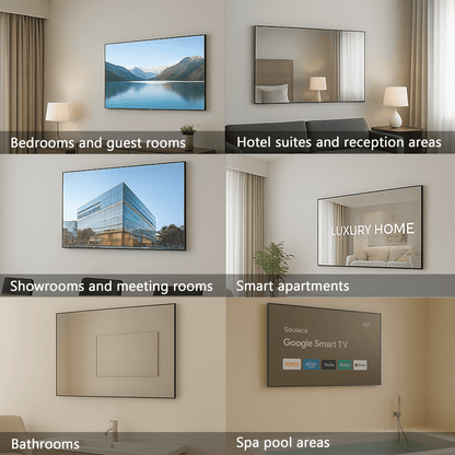 Soulaca 43 inches 4K Smart Mirror Google TV  Voice Control Waterproof IP65 Bathroom/Spa/Indoor Display-Soulaca