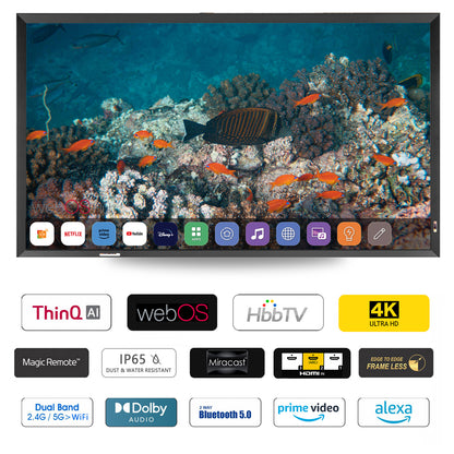 Soulaca 43 inches 4K UHD Mirror TV with Obsidian Black (Golden) Frame for Fireplace, Hotel, Smart Gallery Decoration DTV-Soulaca