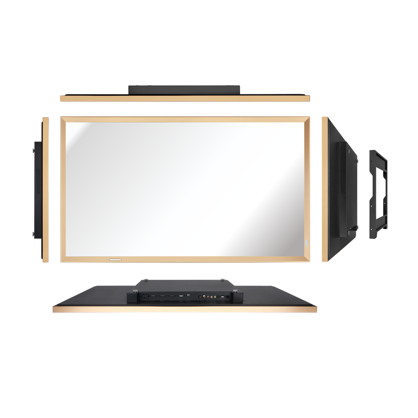 Soulaca 43 inches 4K Smart Mirror Google TV Waterproof with Golden Frame Fireplace Hotel Smart Gallery Decoration-Soulaca
