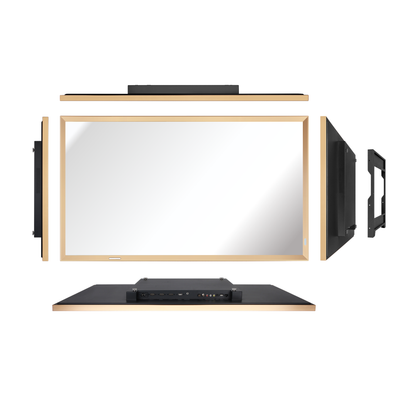 Soulaca 43 inches 4K Smart Mirror Google TV Waterproof with Golden Frame Fireplace Hotel Smart Gallery Decoration-Soulaca