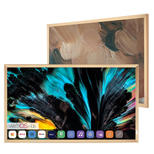 Soulaca 43” 4K UHD Art Frame Mirror TV – Champagne Gold Aluminum Frame | webOS Hub Smart TV