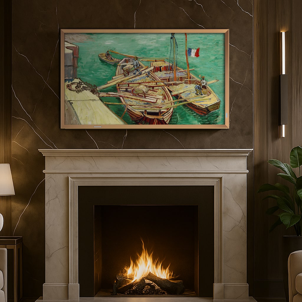 Soulaca 43” 4K UHD Art Frame Mirror TV – Champagne Gold Aluminum Frame | webOS Hub Smart TV