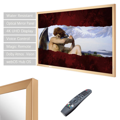 Soulaca 55" Golden Frame 4K UHD Waterproof Smart Mirror TV | webOS Voice Control Bathroom TV
