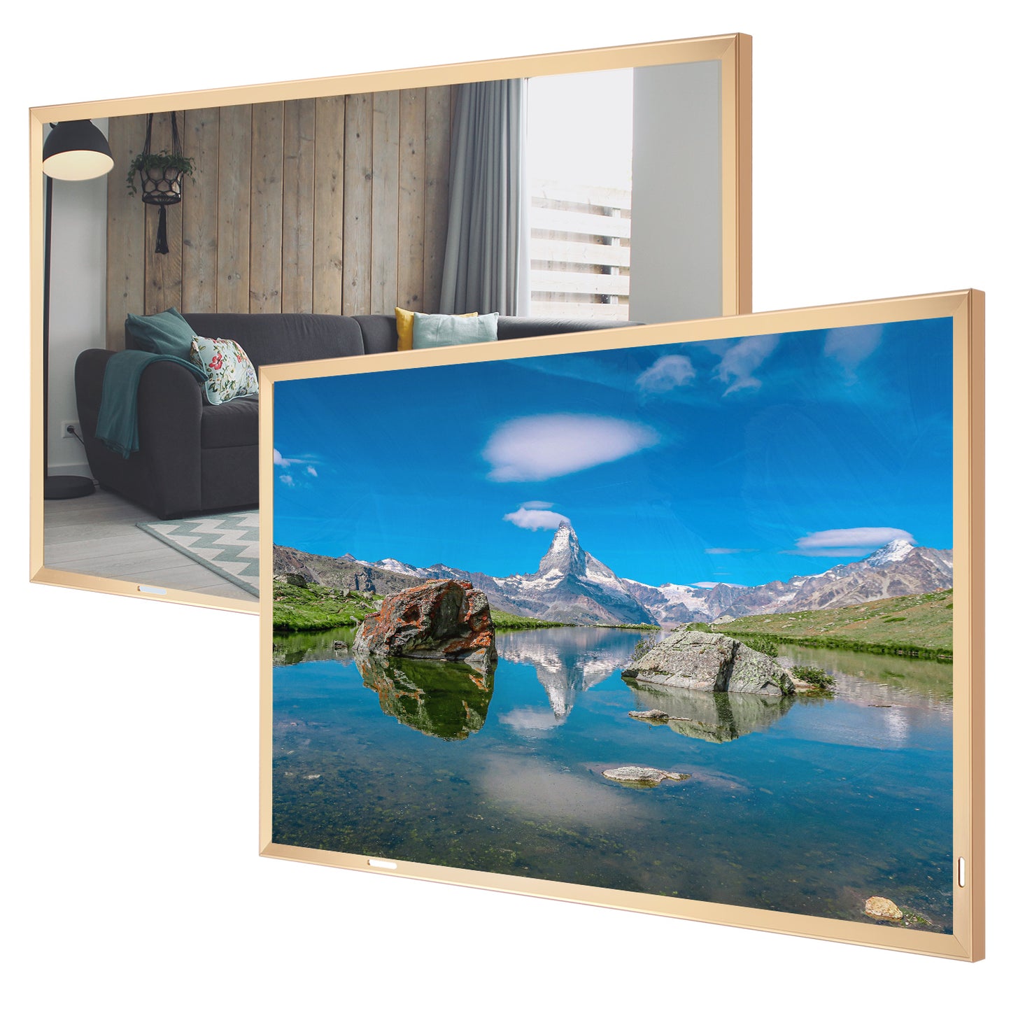 Soulaca 55" Golden Frame 4K UHD Waterproof Smart Mirror TV | webOS Voice Control Bathroom TV
