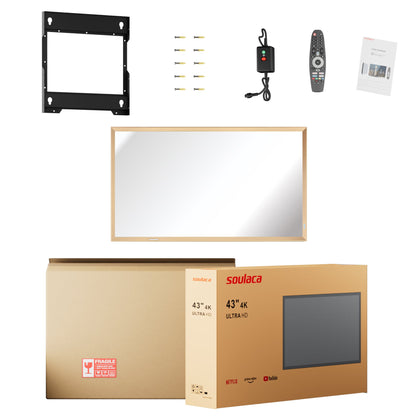 Soulaca 43” 4K UHD Art Frame Mirror TV – Champagne Gold Aluminum Frame | webOS Hub Smart TV