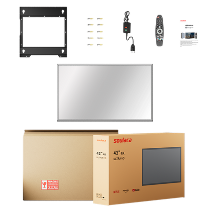 Soualca 43 inches Smart Mirror TV with LED Lights Google System 4K UHD Display DTV Voice Control-Soulaca
