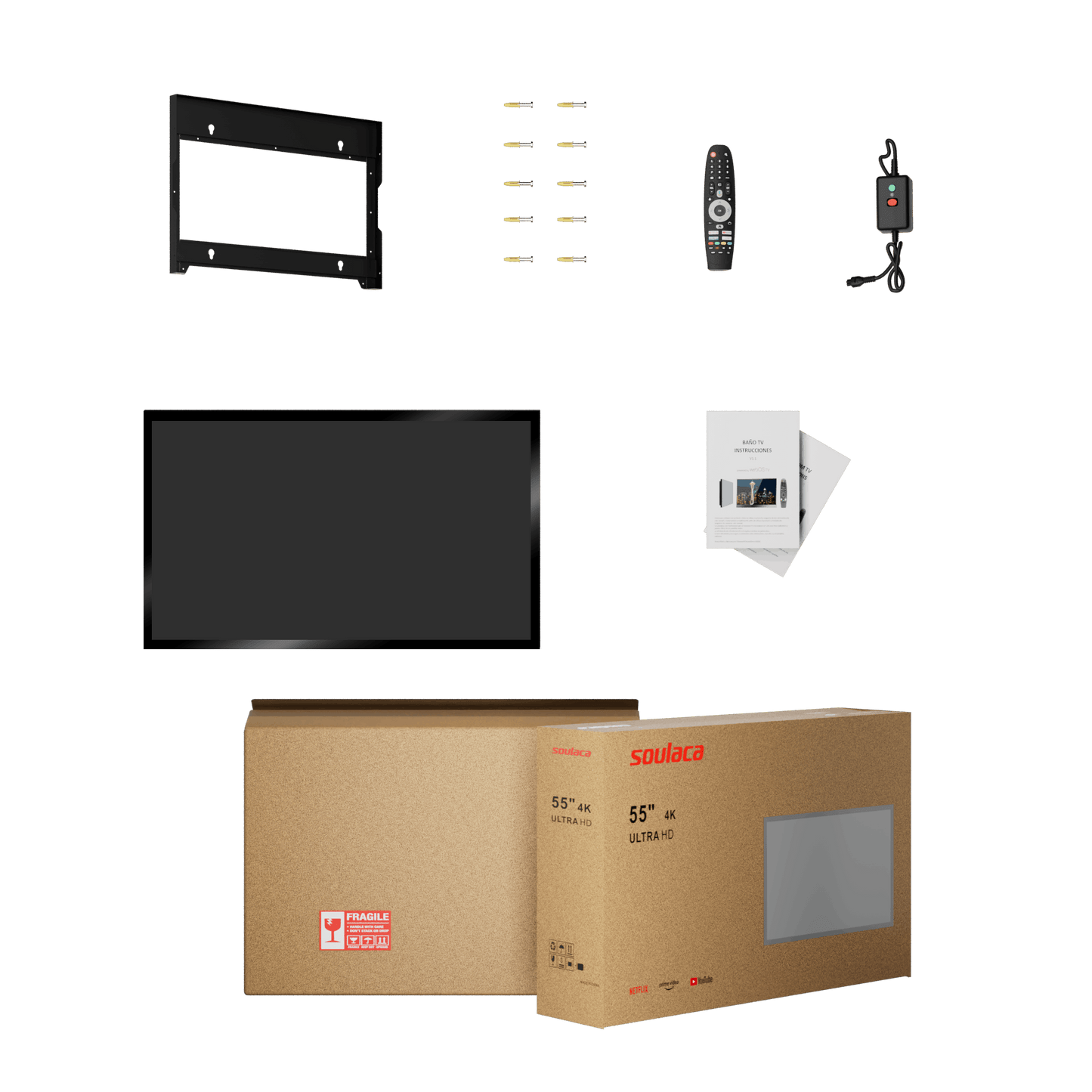 Soulaca 55-inch 2000+ Nits Full Sun Outdoor TV – 4K UHD Waterproof Smart webOS TV, Weatherproof, Voice Control, for Patio Pool Garden BBQ (2025 Model)