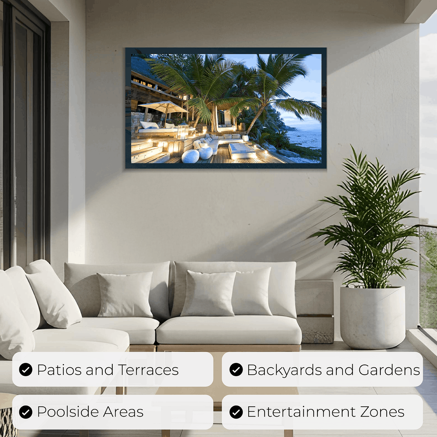 Soulaca 55-inch 2000+ Nits Full Sun Outdoor TV – 4K UHD Waterproof Smart webOS TV, Weatherproof, Voice Control, for Patio Pool Garden BBQ (2025 Model)