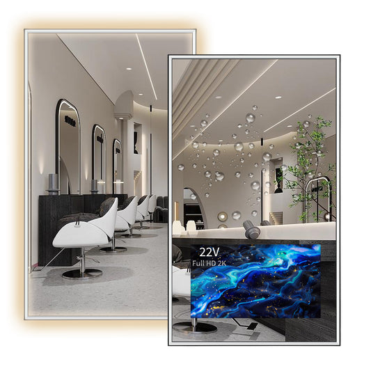 Soulaca 24" W x 40" H Mirror with 22" Screen Display with webOS LED Salon Entertainment Monitor (No TV) for Barber Shops, Beauty Studios Voice Control-Soulaca