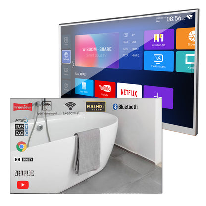 Soulaca 22 inch Smart Bathroom Mirror LED TV with WiFi Bluetooth Waterproof Shower TV Decoration-Soulaca