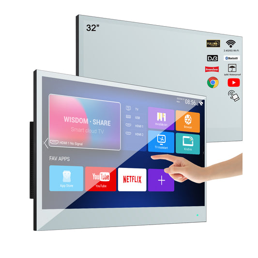Soulaca 32 inch Touchscreen Smart Mirror LED TV for Bathroom Android Television Shower Boat-Soulaca