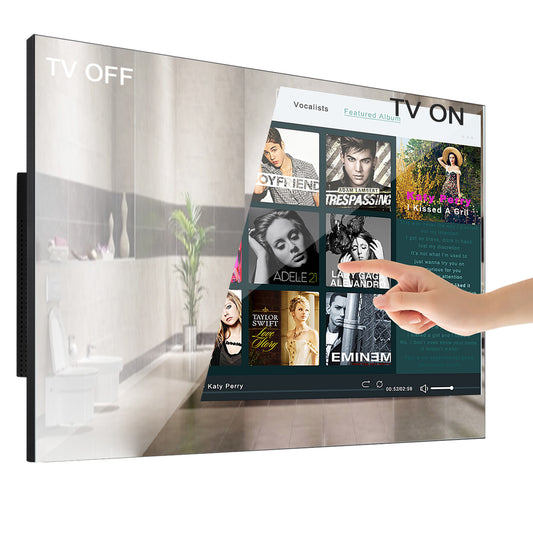 Soulaca 32" Touchscreen Smart Mirror TV for Bathroom Android Waterproof LED Television for Shower Spa Boat