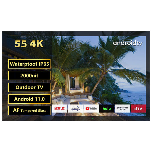 Soulaca 55 inches Waterproof Smart Android Outdoor TV 2000nits 4K Weatherproof Garden TV-Soulaca