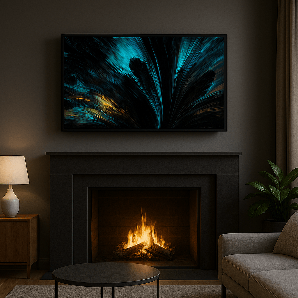 Soulaca 55" Black Frame 4K UHD Waterproof Smart Mirror TV | webOS Voice Control Bathroom TV