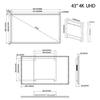 Soulaca 43 inches Touchscreen 4K LED Mirror Smart TV P65 Waterproof WiFi Bluetooth SPA Hotel Advertising-Soulaca