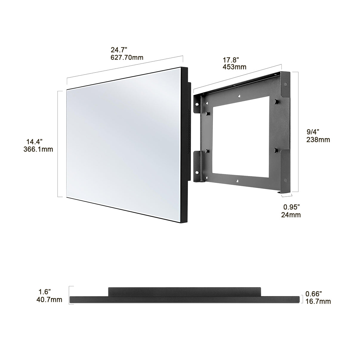 Soulaca 27 inches Smart webOS Mirror with White Frame TV Waterproof Shower Television Decorative Voice Control-Soulaca