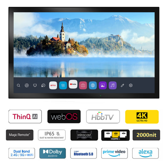 Soulaca 43″ Smart Waterproof TV | Premium Anti-Reflective Black Panel | 4K UHD webOS Hub