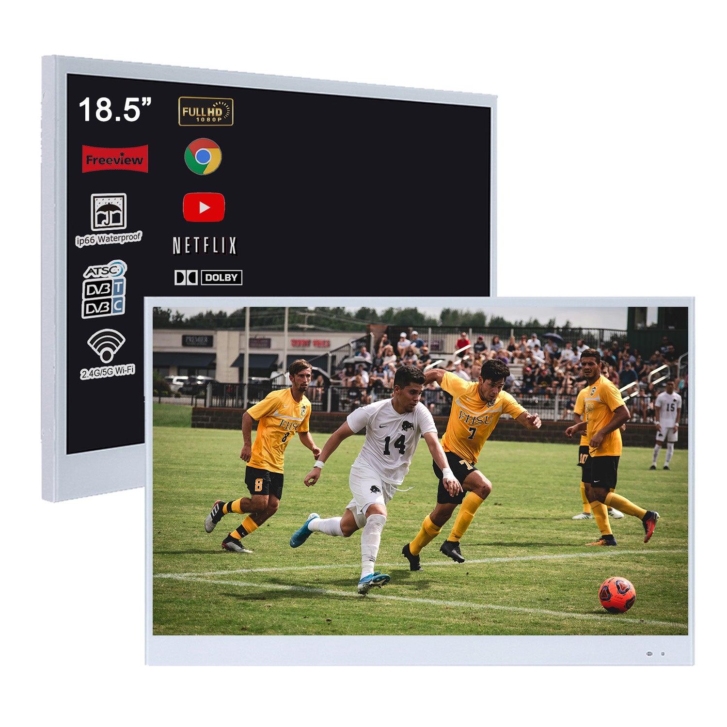 Soulaca 18.5 inches Smart Black LED Small TV with WiFi Bluetooth Waterproof Mini Television-Soulaca
