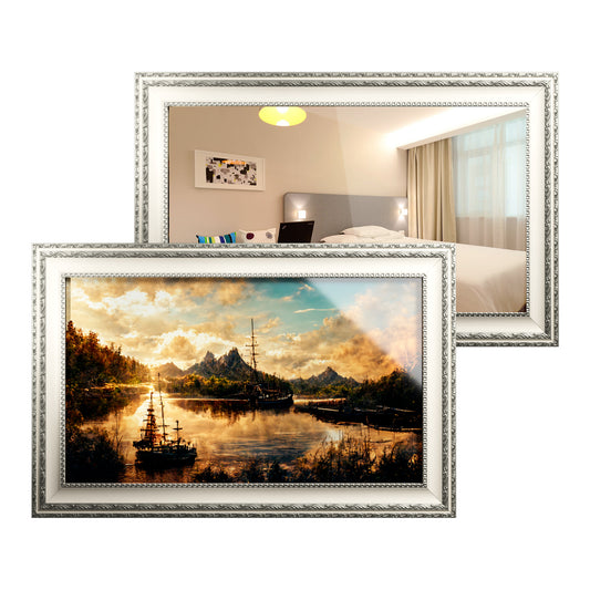 Soulaca 27 inches Smart webOS Mirror with White Frame TV Waterproof Fireplace TV Decorative Voice Control