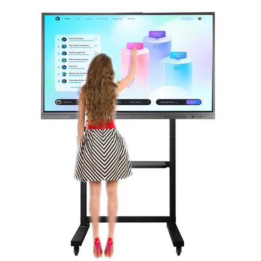 65 inches Interactive Smart Whiteboard for Meeting and Teaching Room with Rolling TV Stand-Soulaca