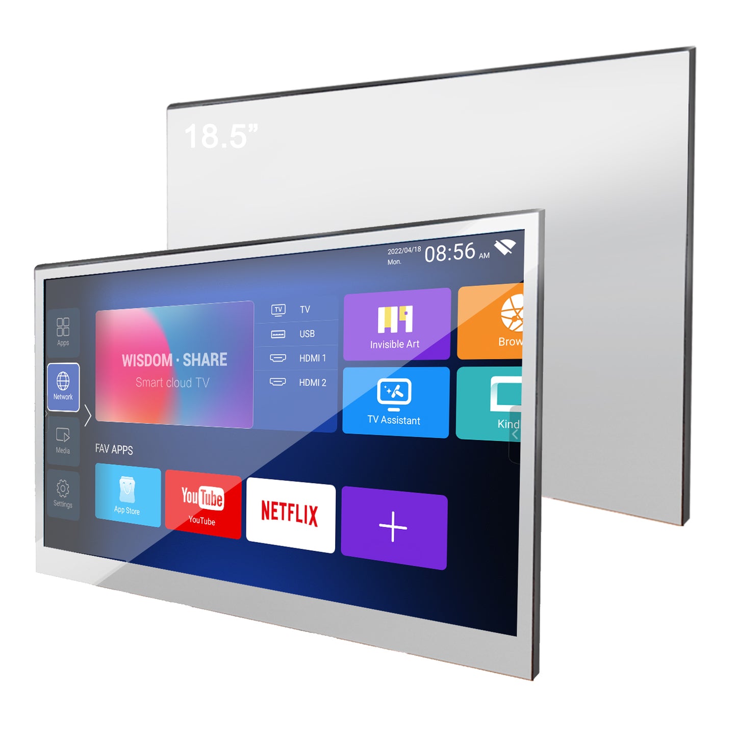 Soulaca 18.5 inches Smart Mirror LED Small TV with WiFi Bluetooth Waterproof Shower Television-Soulaca